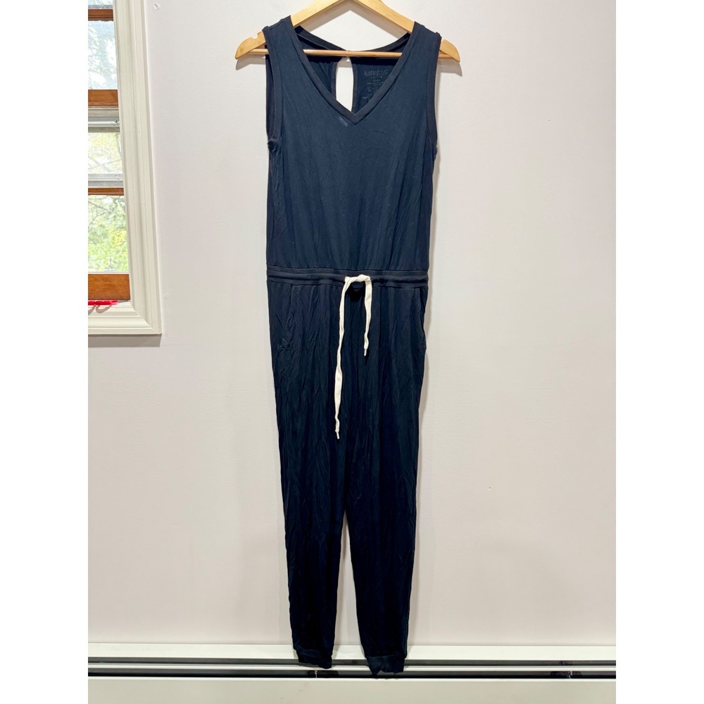 Katie NYC Couture Bamboo Viscose Sleeveless Jumpsuit Black XL Loungewear Jogger